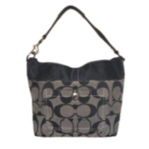 Vintage Black Grey Coach Purse No LO771-11689 Canvas Hobo Bag